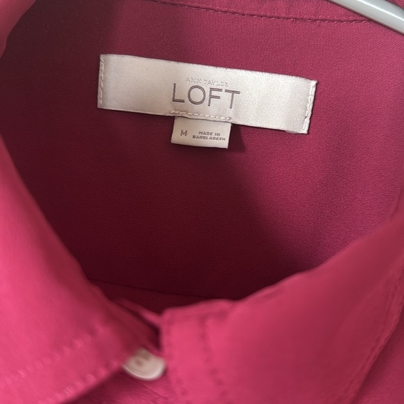 Loft Button down long sleeve burgundy top - Picture 3 of 5